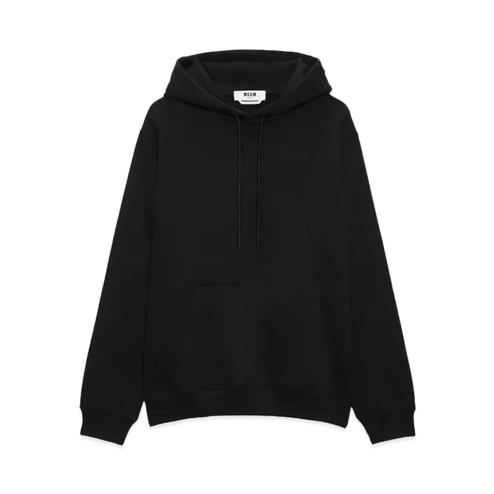 MSGM Cotton Sweatshirt With A Maxi Logo On The Hood "Black"