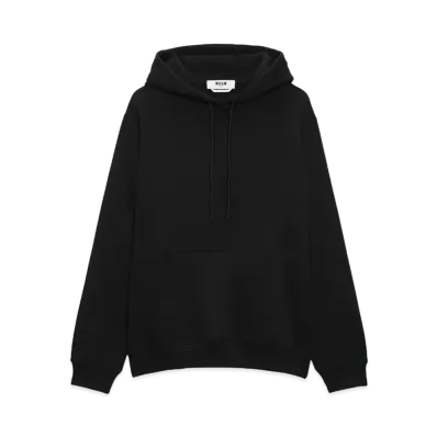 MSGM Cotton Sweatshirt With A Maxi Logo On The Hood "Black"