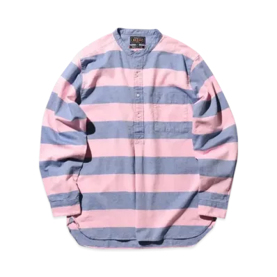 BEAMS Band Pullover Oxford Stripe "Pink"