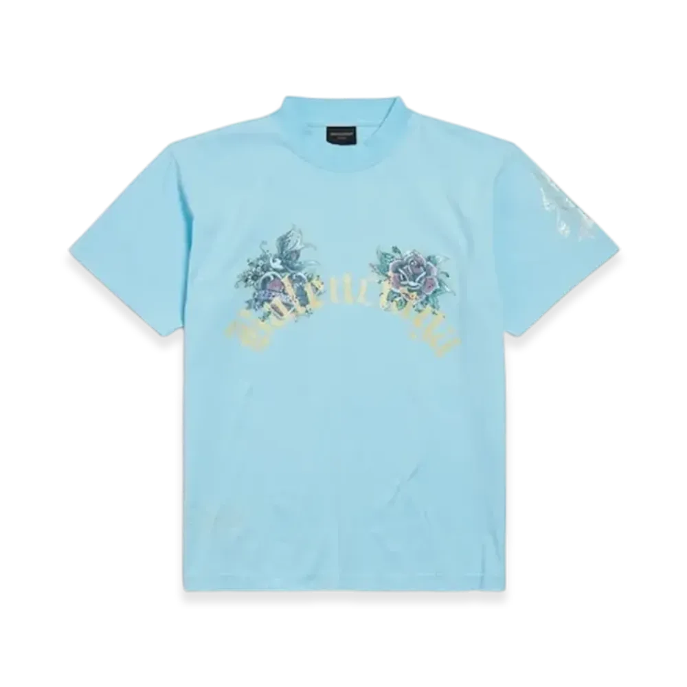 BALENCIAGA Tacky Tattoo T-Shirt Small Fit "Blue"