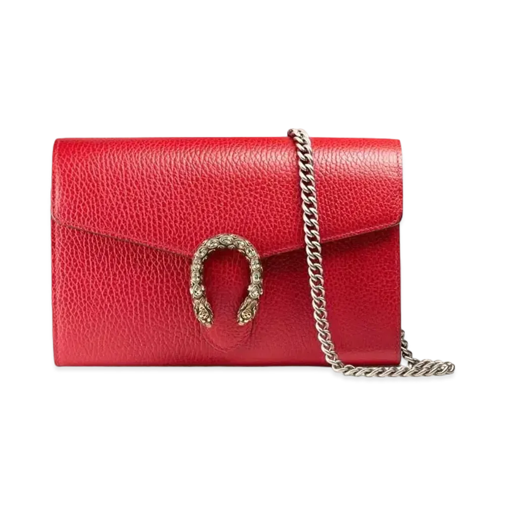 GUCCI Dionysus Leather Mini Chain Bag "Red"