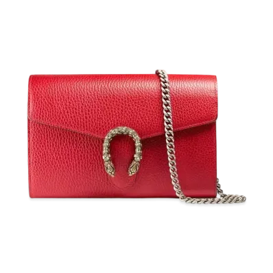 GUCCI Dionysus Leather Mini Chain Bag "Red"