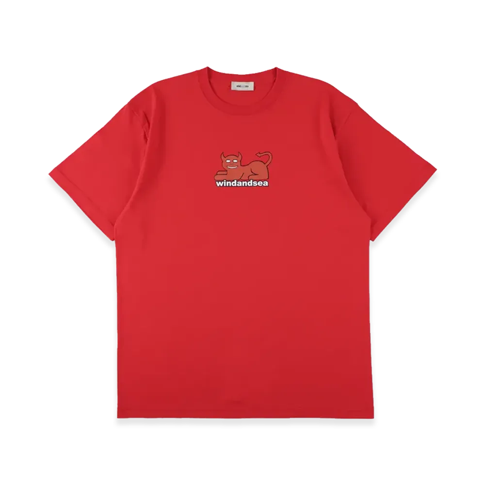 WIND AND SEA x Toy Machine Devil Cat Tee "Red"