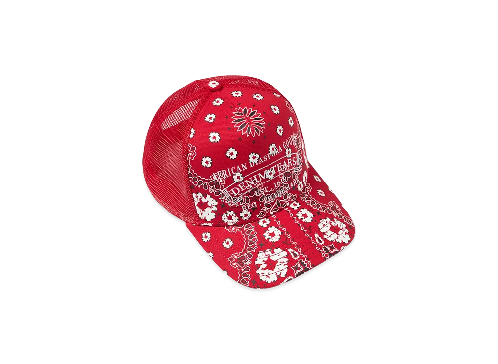 DENIM TEARS Cotton Wreath Paisley ADG Stamp Cap "Red"