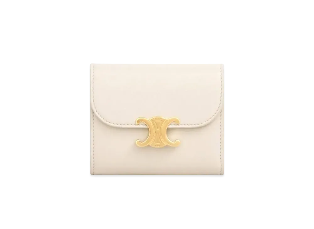 CELINE Small Triomphe Wallet in Shiny Smooth Lambskin "Ivory"