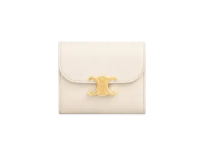 CELINE Small Triomphe Wallet in Shiny Smooth Lambskin "Ivory"