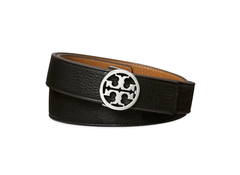 Tory Burch 1" Reversible Logo Belt "Black/Brown/Silver"