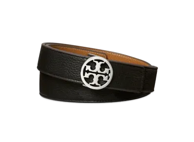 Tory Burch 1" Reversible Logo Belt "Black/Brown/Silver"