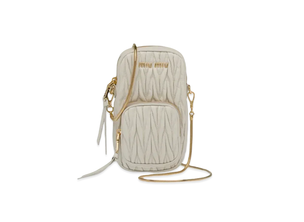 MIU MIU Materassenapa Leather Mini Bag "White"