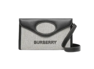 Burberry Canvas & Leather Fold Overpocket Bag "Black"