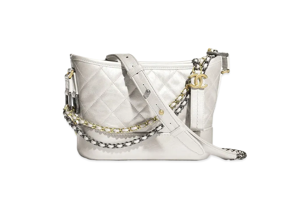 CHANEL Gabrielle De Chanel Small Hobo Bag Metallic Clample Lambskin & Calfskin "Silver"