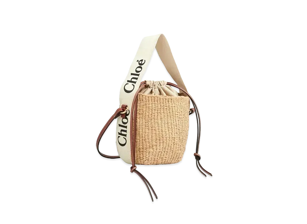 Chloe Small Woody Basket In Fair Trade Paper With The Woody Ribbon "White"