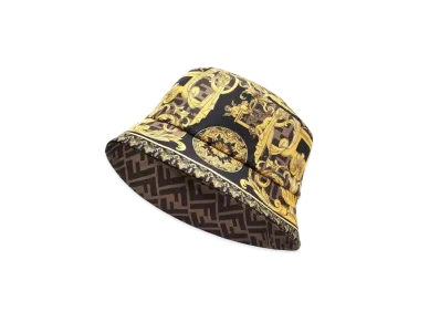 FENDI x Versace Fendace Multicolor Silk Reversible Bucket Hat "Black"