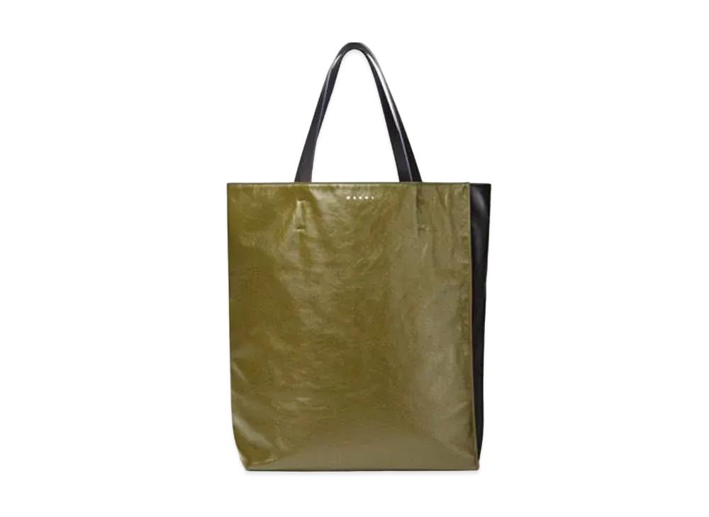 MARNI MUSEO Soft Bag In Shiny Calfskin "Green/Black"
