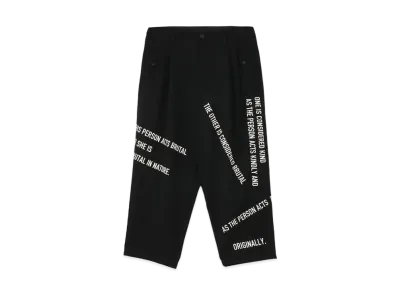 Yohji Yamamoto Pour Homme MESSAGE PRINT ARMY GABARDINE 2TUCK MEDIUM WIDE PANTS "Black"
