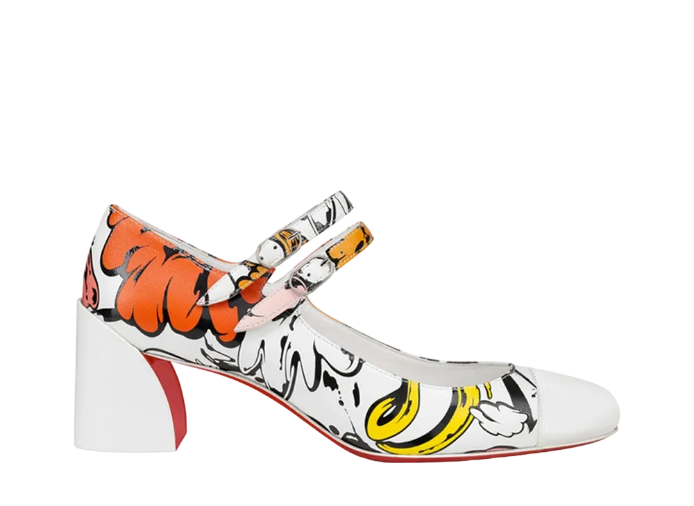 Christian Louboutin Women's Miss Jane 55mm Mary Janes Pumps Shun Sudo x Christian Louboutin Exclusive Capsule Collection "Multicolor"