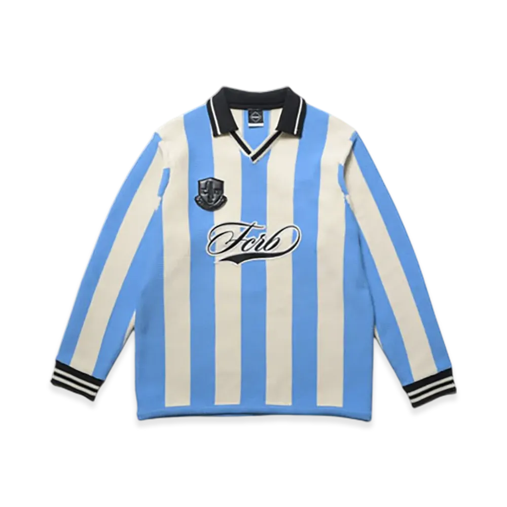 F.C.Real Bristol Stripe Knit Shirt "Light Blue"