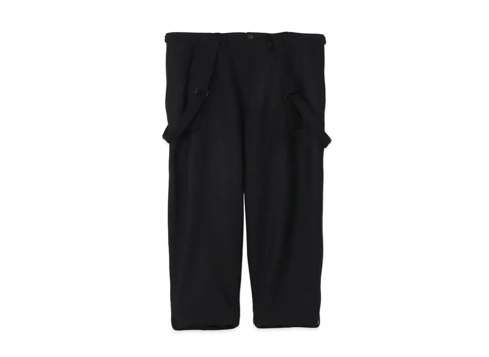 Yohji Yamamoto Pour Homme COMPRESSED MELTON FRINGE SUSPENDER PANTS "Black"
