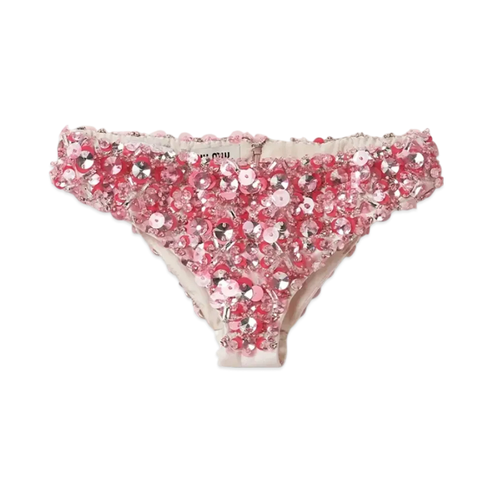 MIU MIU Women's Embroidered Silk and Wool Panties "Opal"