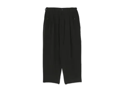 Yohji Yamamoto Pour Homme 25 MOMME CRAPE DE CHINE 2TUCK MEDIUM WIDE SIDE STITCH PANTS "Black"