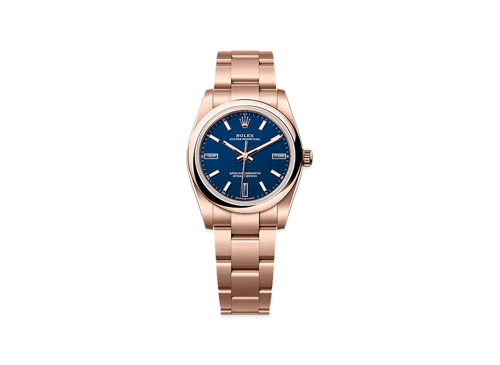 ROLEX Oyster Perpetual 34 Everose Gold "Blue Stone"