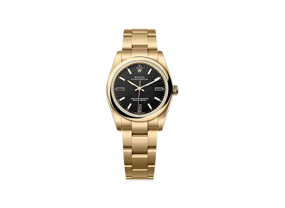 ROLEX Oyster Perpetual 34 Yellow Gold "Black"