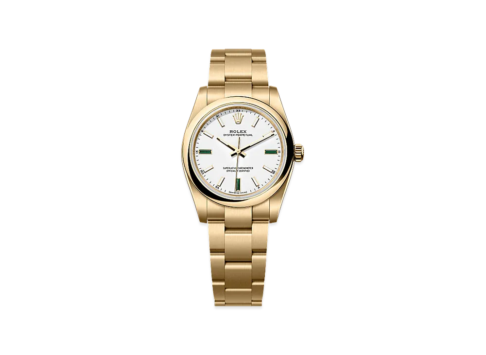 ROLEX Oyster Perpetual 34 Yellow Gold "White"