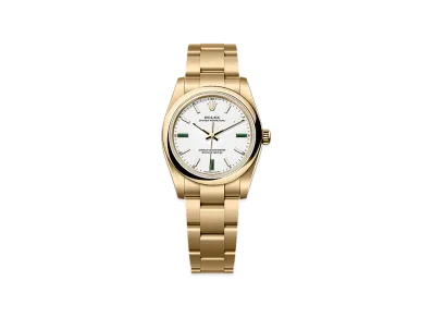 ROLEX Oyster Perpetual 34 Yellow Gold "White"