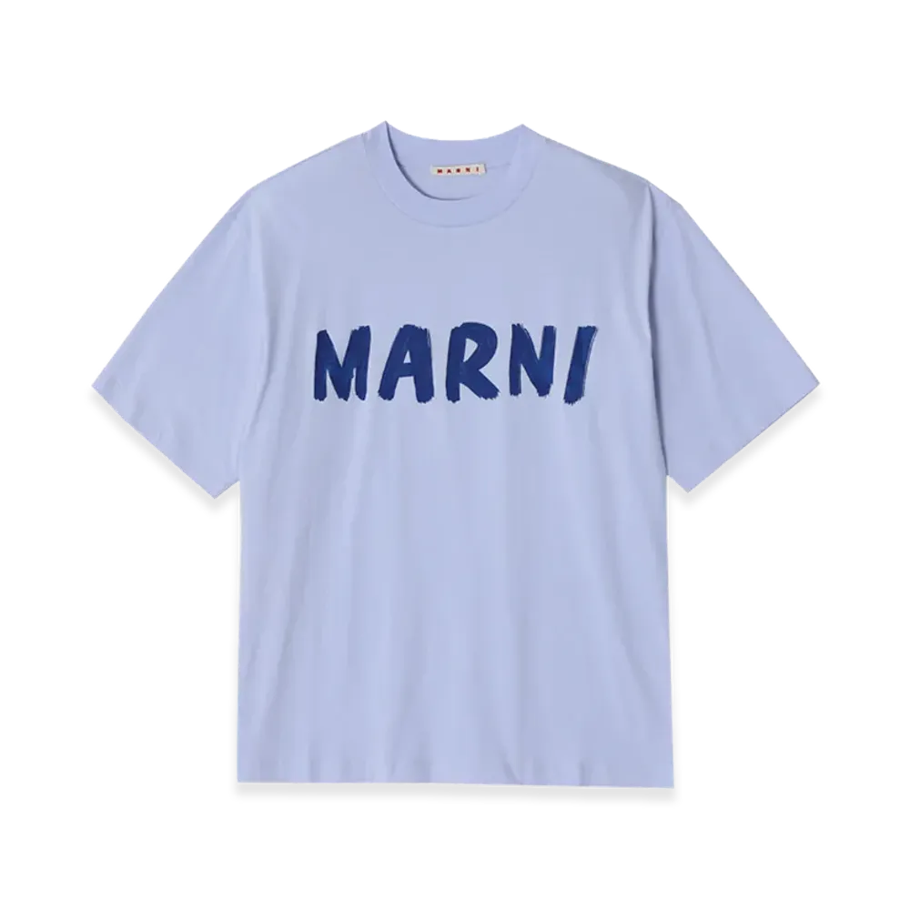 MARNI Logo Cotton T-Shirt "Light Blue"