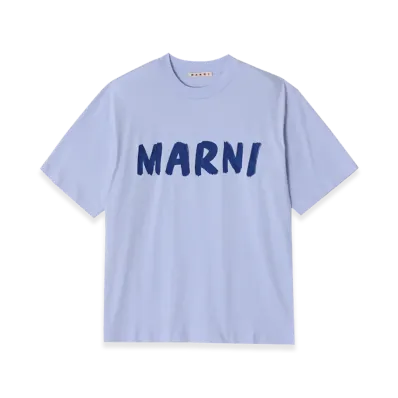 MARNI Logo Cotton T-Shirt "Light Blue"
