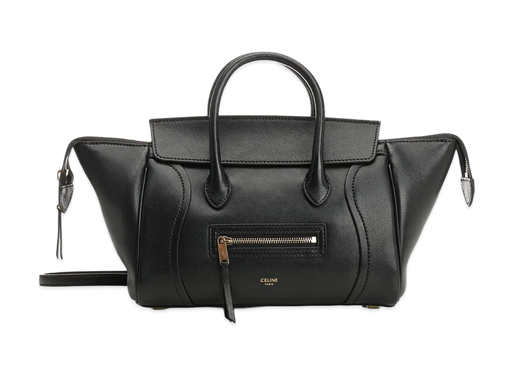 CELINE Women's Small Luggage Supple Shiny Lambskin "Black"