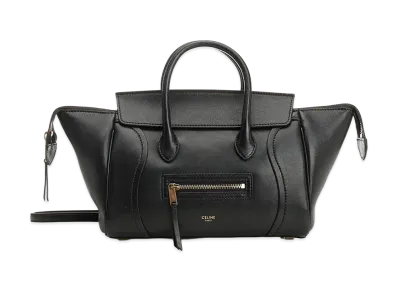 CELINE Women's Small Luggage Supple Shiny Lambskin "Black"