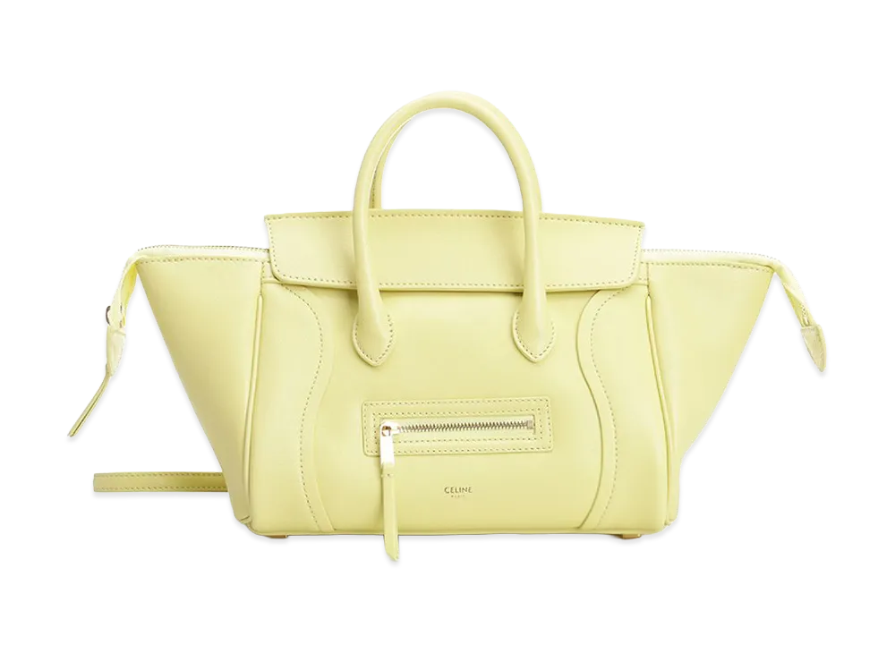 CELINE Women's Small New Luggage In Soft Shiny Lambskin "Yellow"
