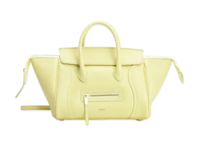 CELINE Women's Small New Luggage In Soft Shiny Lambskin "Yellow"