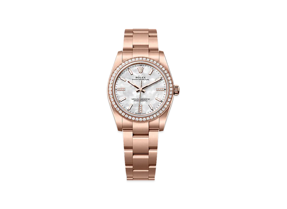 ROLEX Oyster Perpetual 34 Everose Gold Diamond "Mother of Pearl"