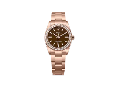 ROLEX Oyster Perpetual 34 Everose Gold Diamond "Brown Stone"