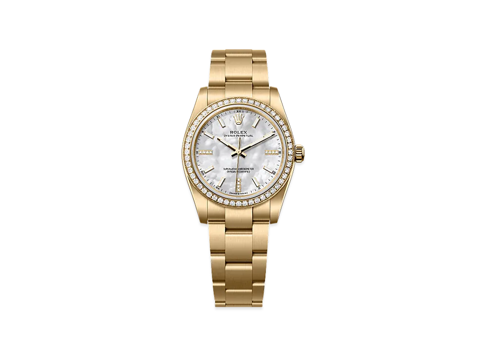 ROLEX Oyster Perpetual 34 Yellow Gold Diamond "Mother of Pearl"