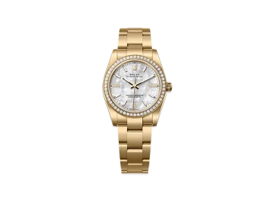 ROLEX Oyster Perpetual 34 Yellow Gold Diamond "Mother of Pearl"