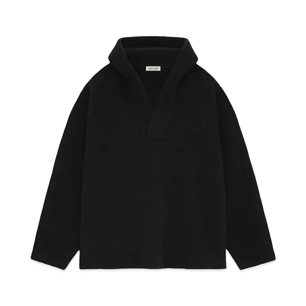 FEAR OF GOD ESSENTIALS Merino Boucle Polo Hoodie "Black"