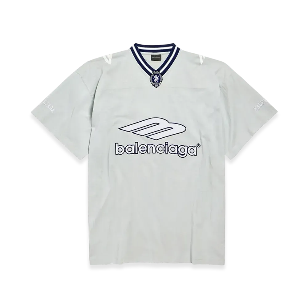 BALENCIAGA 3B Football V-Neck T-Shirt Oversized "Grey/White"