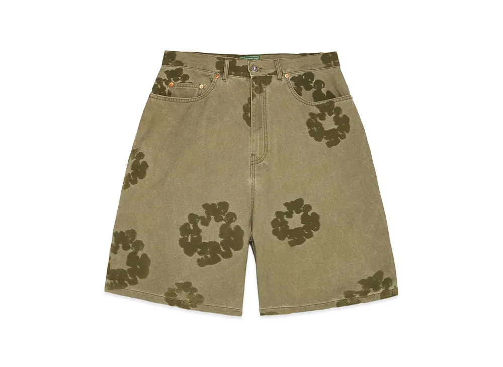 DENIM TEARS Cotton Wreath Flocked Short "Khaki"