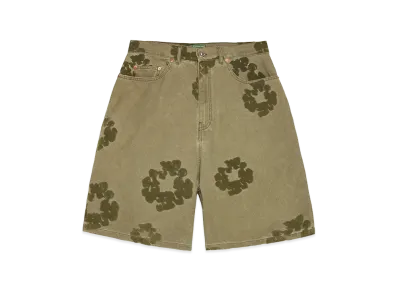 DENIM TEARS Cotton Wreath Flocked Short "Khaki"