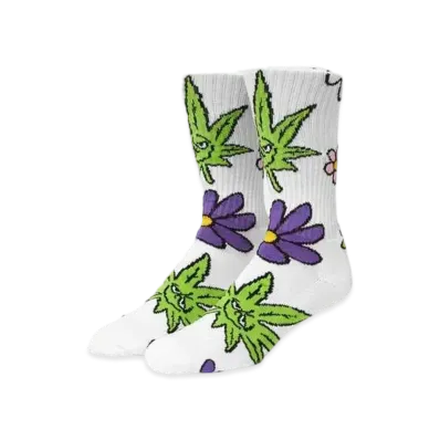 HUF Spring 24 Green Buddy Blossom Socks "White"