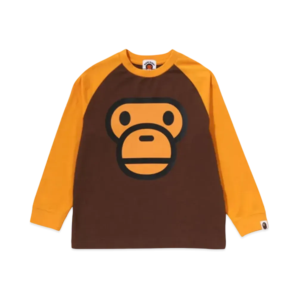 A BATHING APE Milo Face Raglan Ls Tee "Brown"