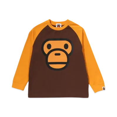 A BATHING APE Milo Face Raglan Ls Tee "Brown"