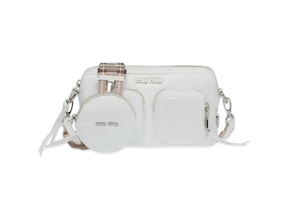 MIU MIU Pantentna Plack Shoulder Bag "White"
