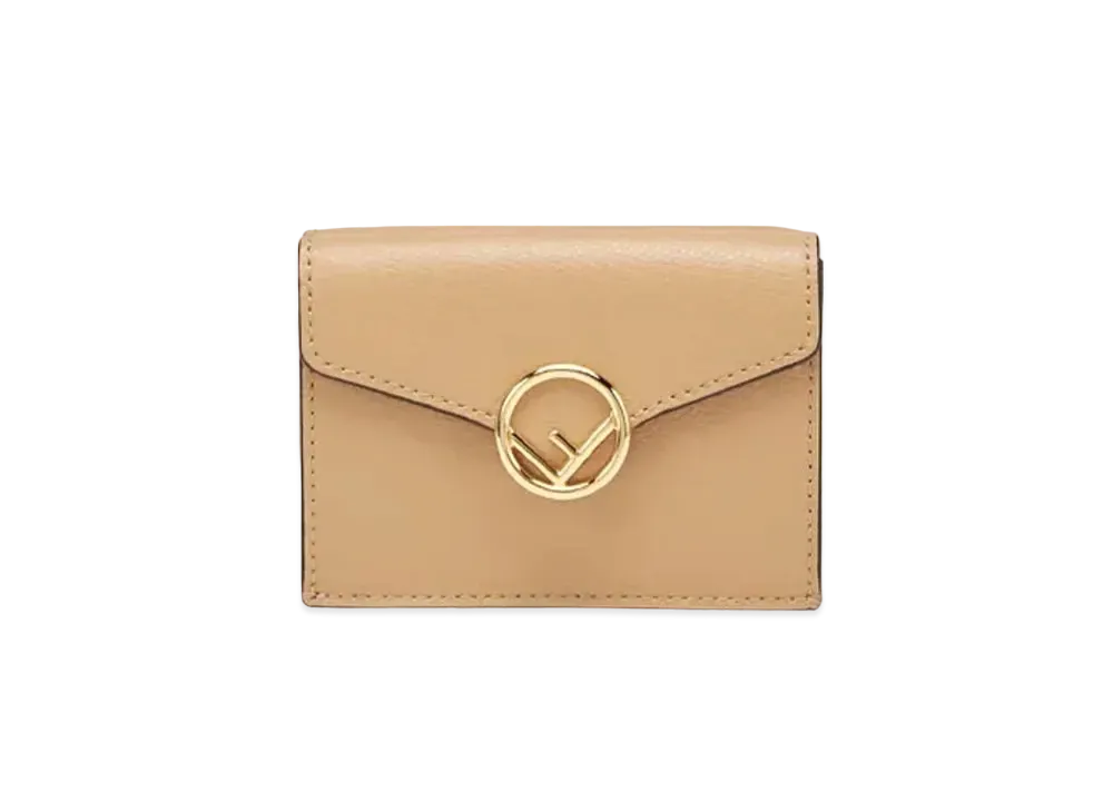 FENDI Micro Three-Fold Wallet Leather Wallet "Beige"