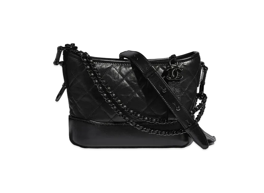 CHANEL Gabriele Du Chanel Small Hobo Bag Aged Calfskin & Smooth Calfskin "Black"