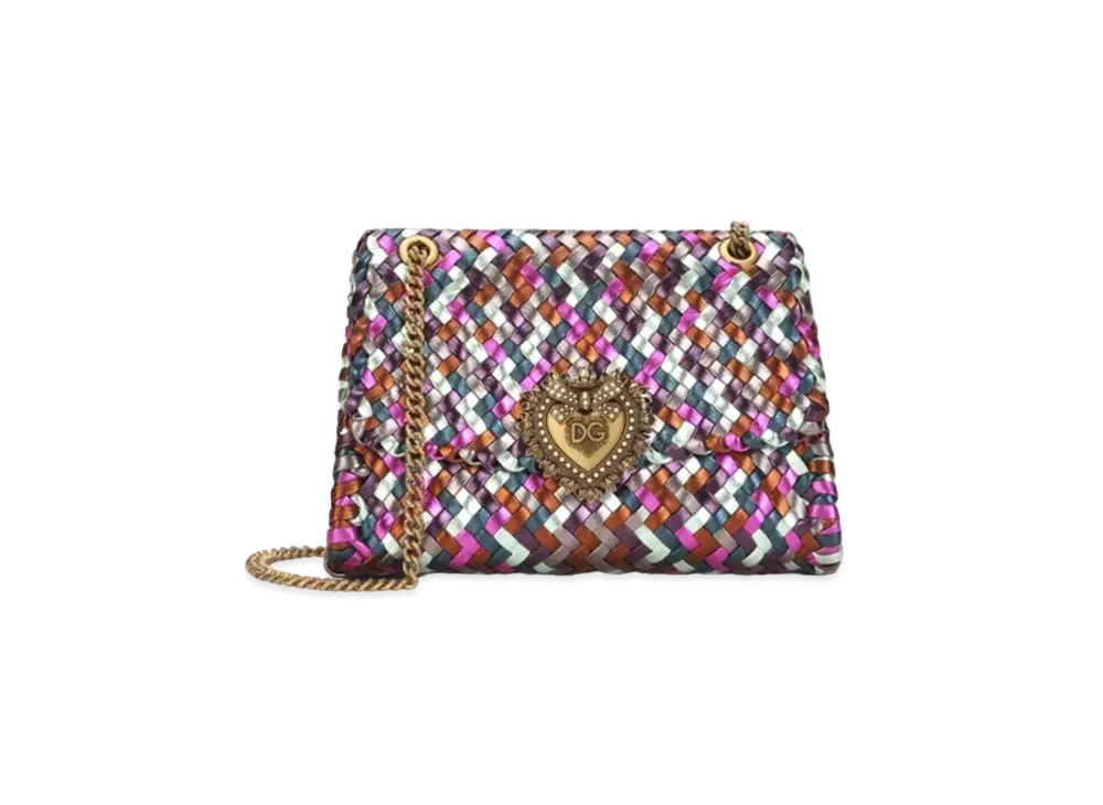 Dolce&Gabbana Devotion Shoulder Bag Large Wooven Laminated Nappa Multicolor "Multicolor"