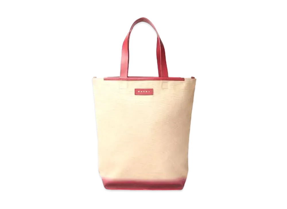 Marni North South Cotton Canvas Shopping Bag with Outline Sprayed Motif "Bordeaux"